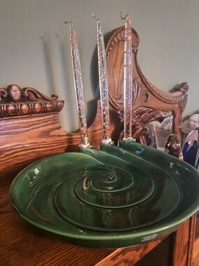 Royal Haeger 3068 Centerpiece With Candleholders & 3 Vintage Lucite Candles